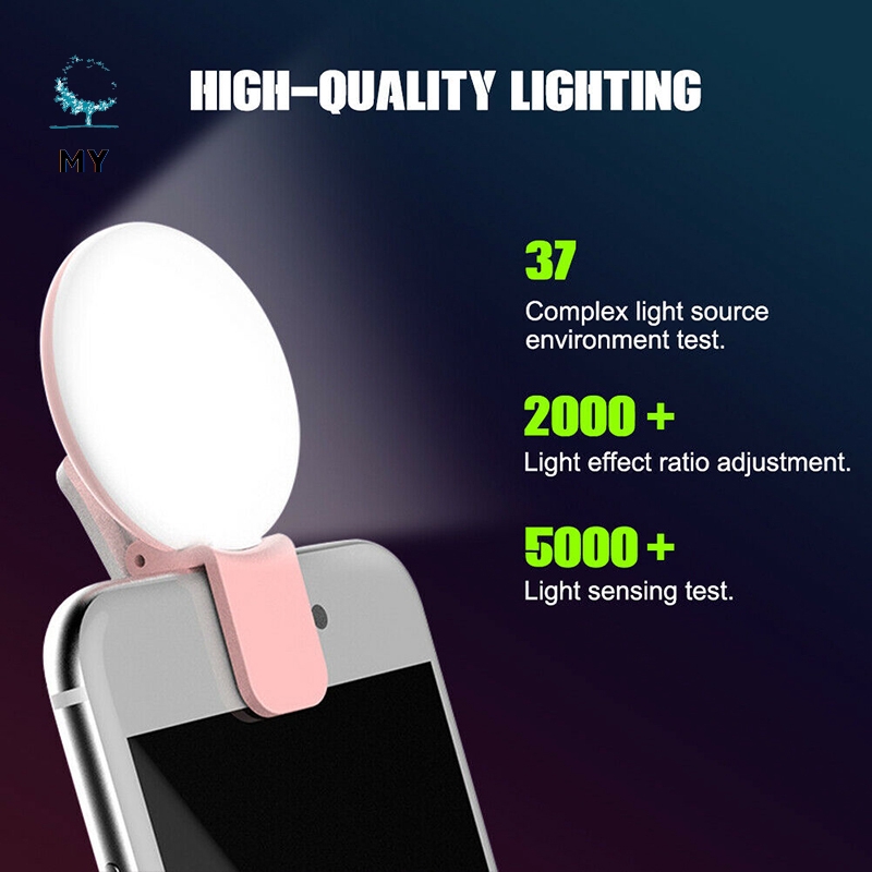 Selfie LED Ring Light Rechargeable Portable Clip Fill Light for Phone Tablet Video