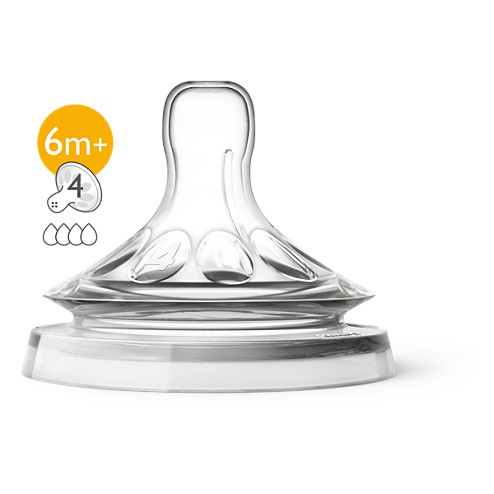 Núm ty Silicone Philips Avent Natural - 4 lỗ (6m+)