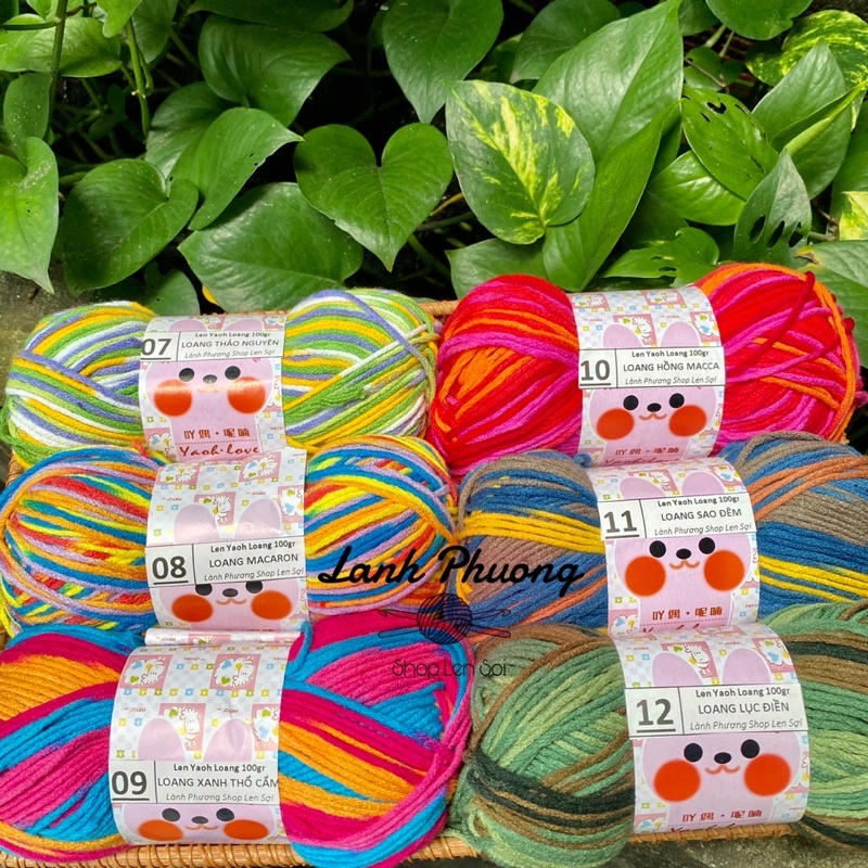 Len Yaoh Loang, Len Sợi 3mm Màu Loang Ngọt Ngào Cuộn 100gram