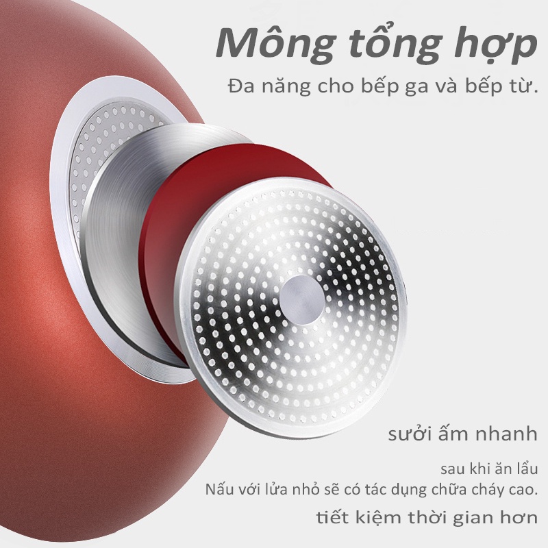 Nồi chống dính Simplus 5L hầm canh nấu súp đa năng dùng được cho bếp từ và ga