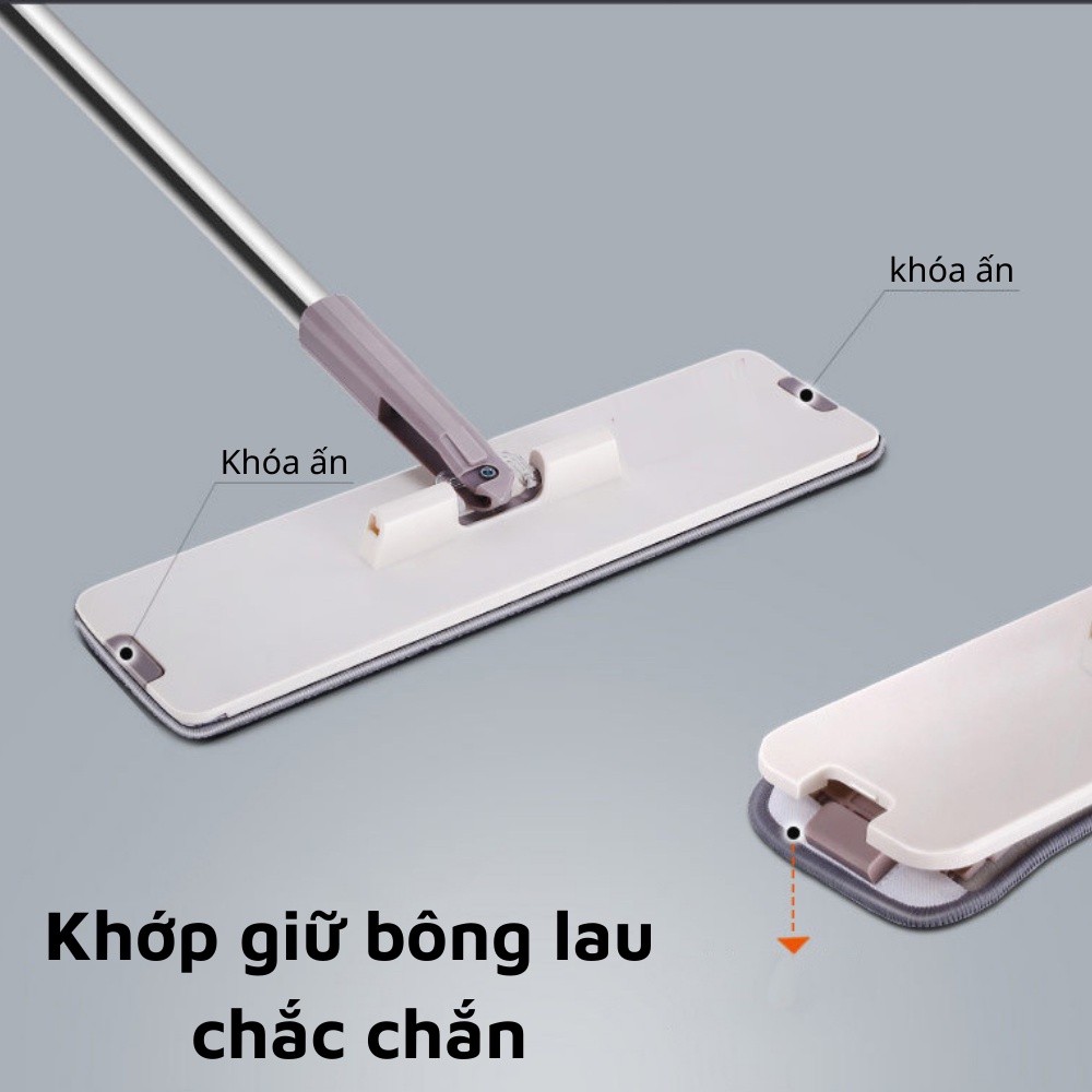 Bộ Cây Lau Nhà, Chổi Lau Nhà Tự Vắt  inochi  360 Độ Chính Hãng Cao Cấp Tặng Kèm 2 Bông Lau