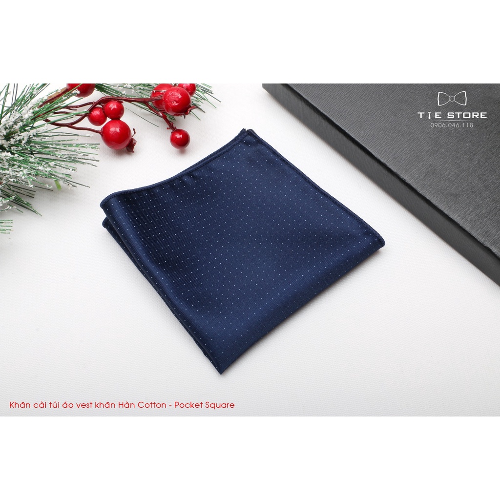 Khăn Cài Túi Áo Vest - Pocket Square, phụ kiện lịch lãm, nhiều mẫu xanh chấm