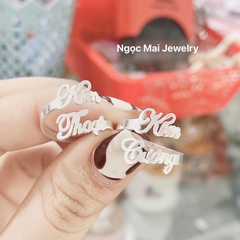 Nhẫn bạc làm tên theo yêu cầu Ngọc Mai Jewelry đeo đôi đeo nhóm Bạc chuẩn gia công thủ công