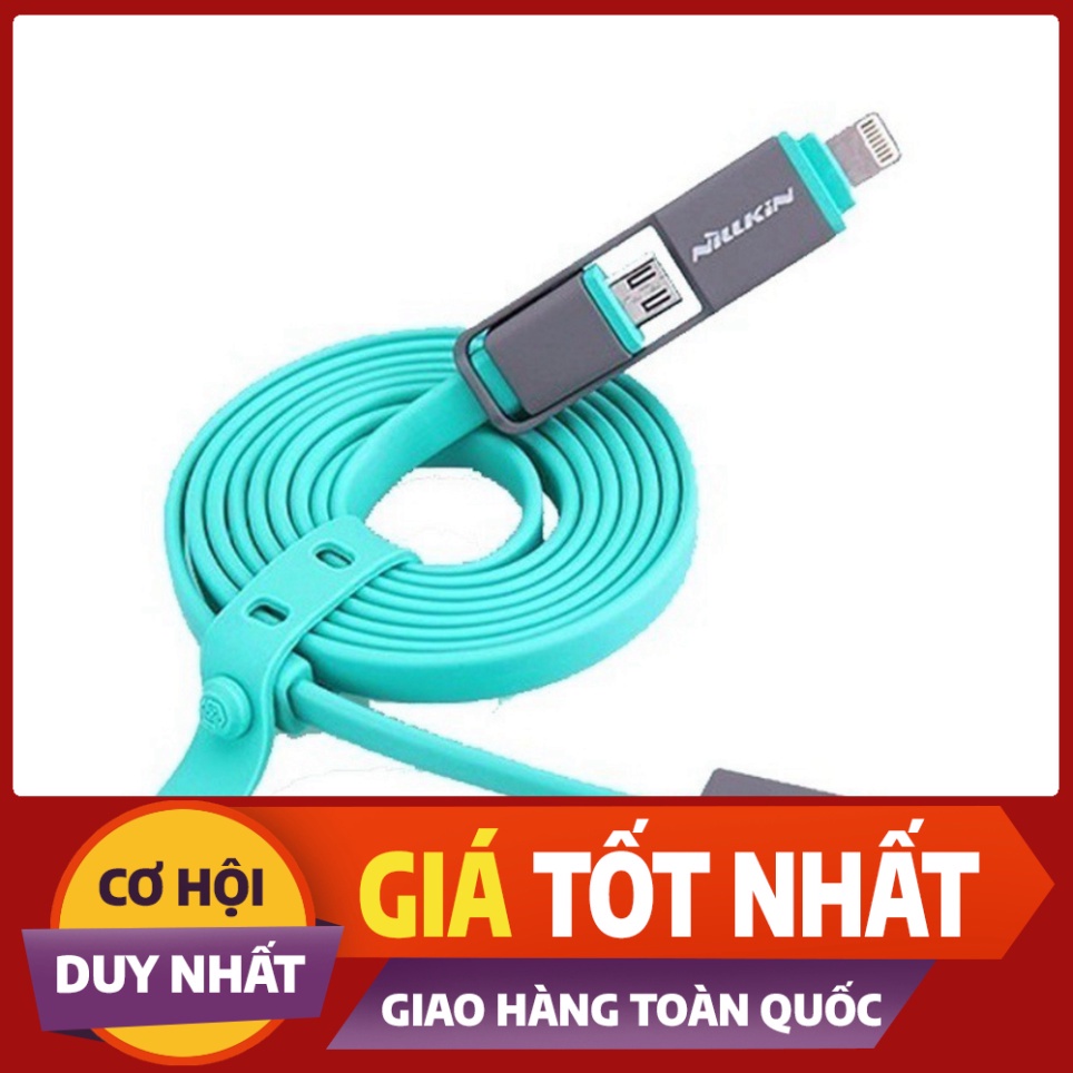 Dây cáp sạc 2 in 1 lightning và Micro USB Nillkin (Xanh)
