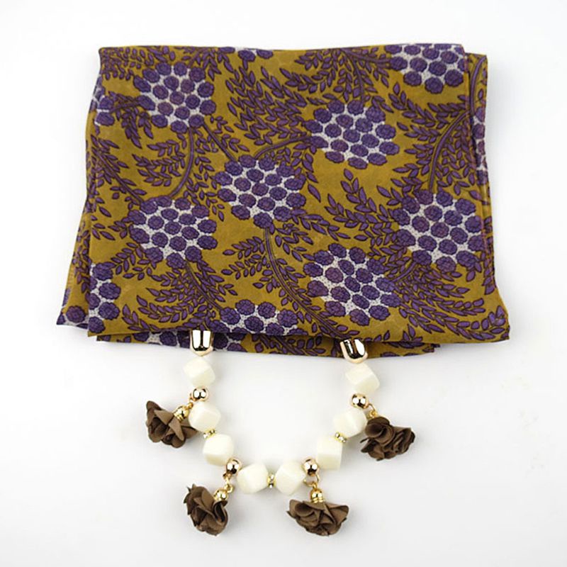 Khăn Choàng 180x48cm Họa Tiết Hoa Đính Hạt Tua Rua Phong Cách Dân Tộc Cho Nữ