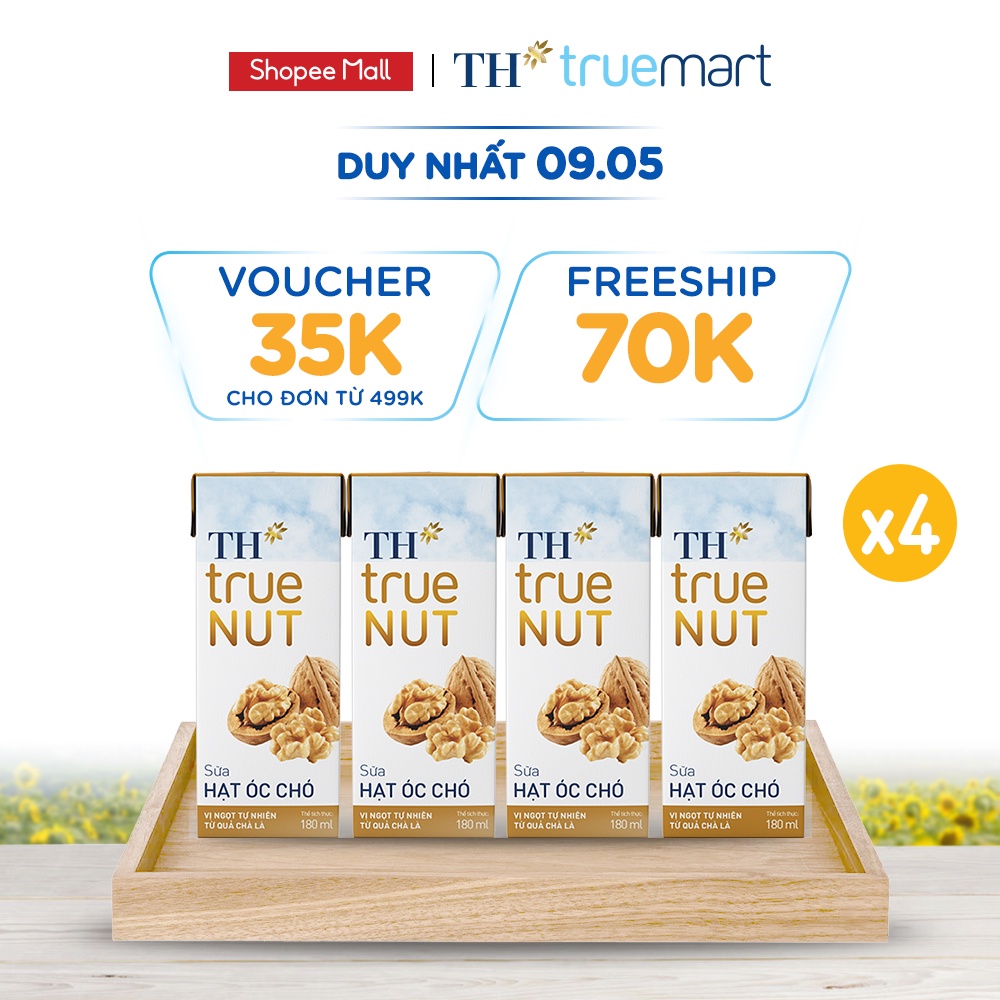 4 Lốc sữa hạt óc chó TH True Nut 180ml (180ml x 4 hộp)