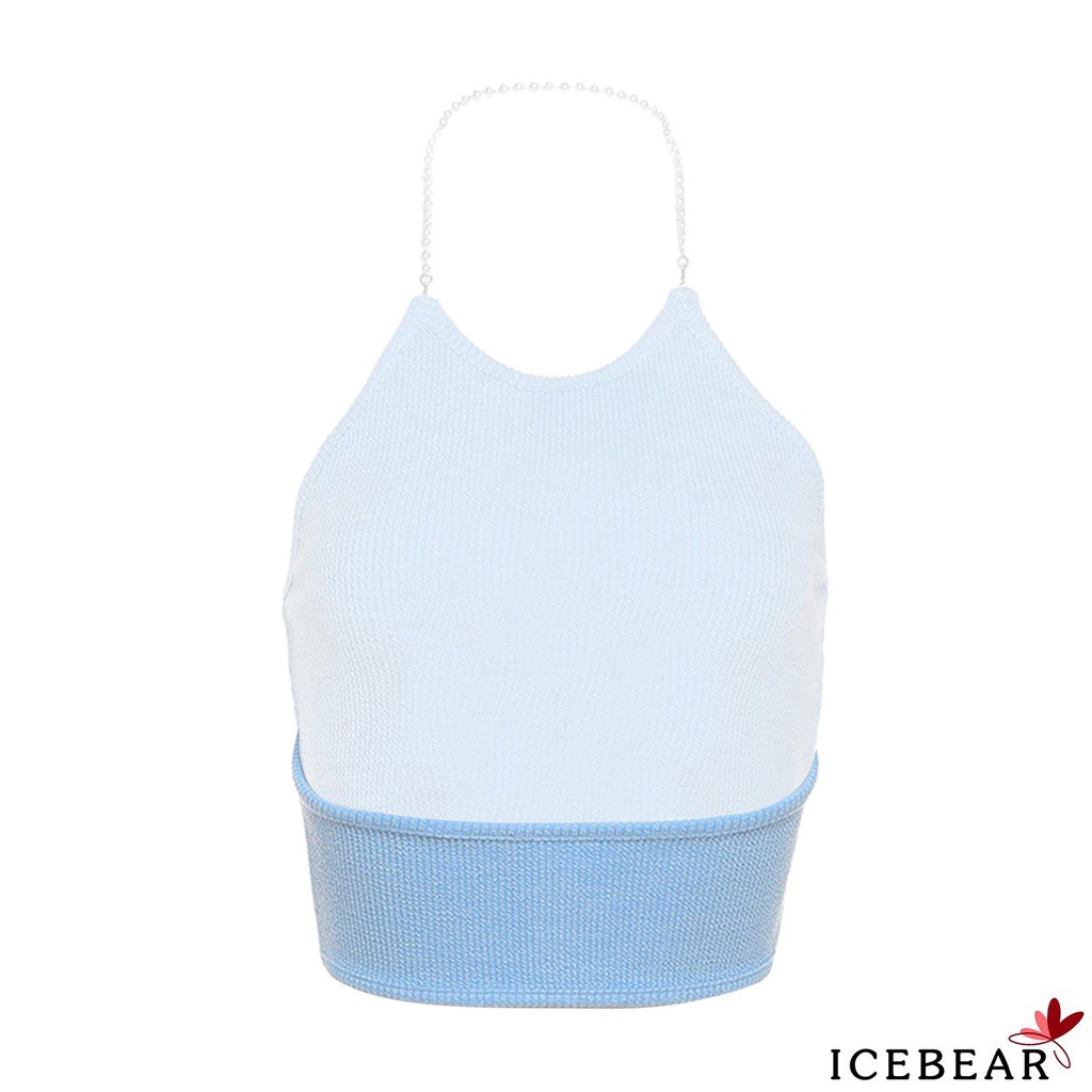 Áo Hai Dây Dáng Ngắn Thêu Chữ Và Trái Tim Màu Xanh Dương Thời Trang Quyến Rũ Cho Nữ