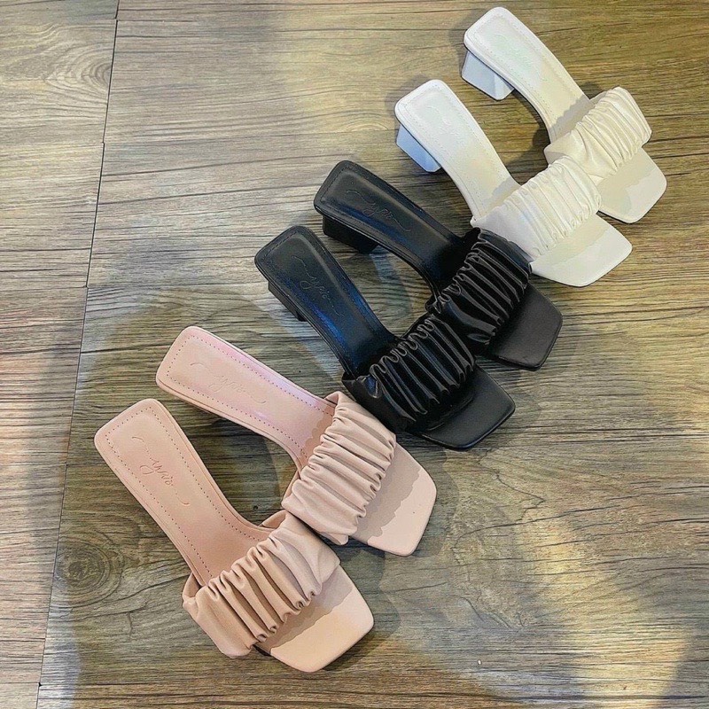 Guốc nhúm cao 5 phân có 3 màu đen - nâu - trắng full size 35-39 hàng FULLBOX G1010