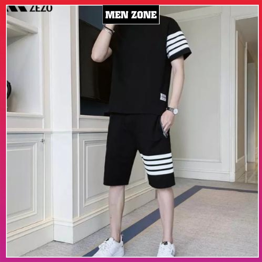 Bộ Thể Thao Nam Sọc Thom Vải Thun Lạnh Cổ Tròn Hottrend [B3S]