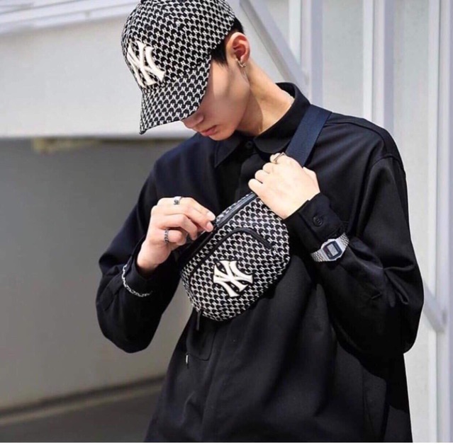 ẢNH THẬT - MŨ MLB PHA ĐEN TRẮNG THÊU CHỮ NY BE XUẤT XỊN