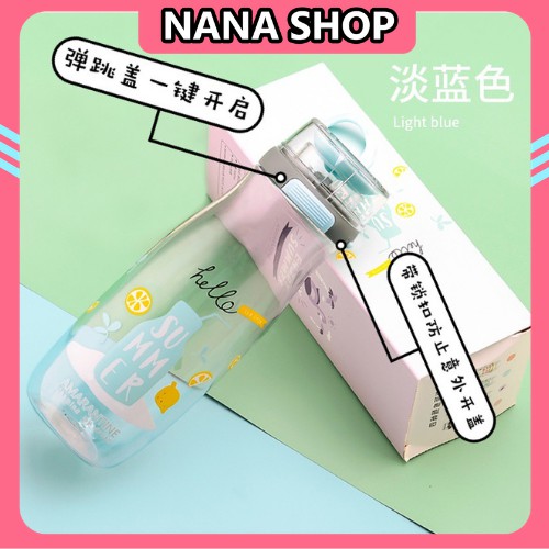 Bình Đựng Nước Cao Cấp ⚡️SIÊU ĐẸP⚡️ Bình Nước Thể Thao 500ML Nắp Bật Nhựa PC An Toàn Tiện Lợi