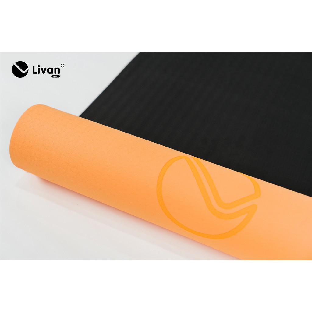 Thảm Tập Yoga TPE 6mm 2 Lớp Livan Sport Cao Cấp Tặng Kèm Dây Buộc