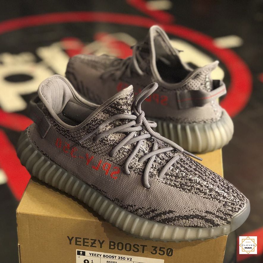 (FREESHIP+HỘP)  Giày thể thao Sneakers  YZ 350 V2 BELUGA 2.0 XÁM CHỮ ĐỎ cực đẹp cho cả nam và nữ