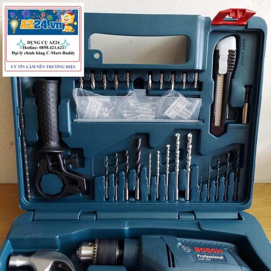 Máy Khoan Động Lực Bosch GSB 550 Set Và Bộ Dụng Cụ 100 Chi Tiết (dungcucamtay1808)