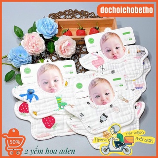 Yếm hoa tròn aden Hi Mom xoay 360 bo viền cho bé ăn dăm, yếm xoay tròn chống thấm