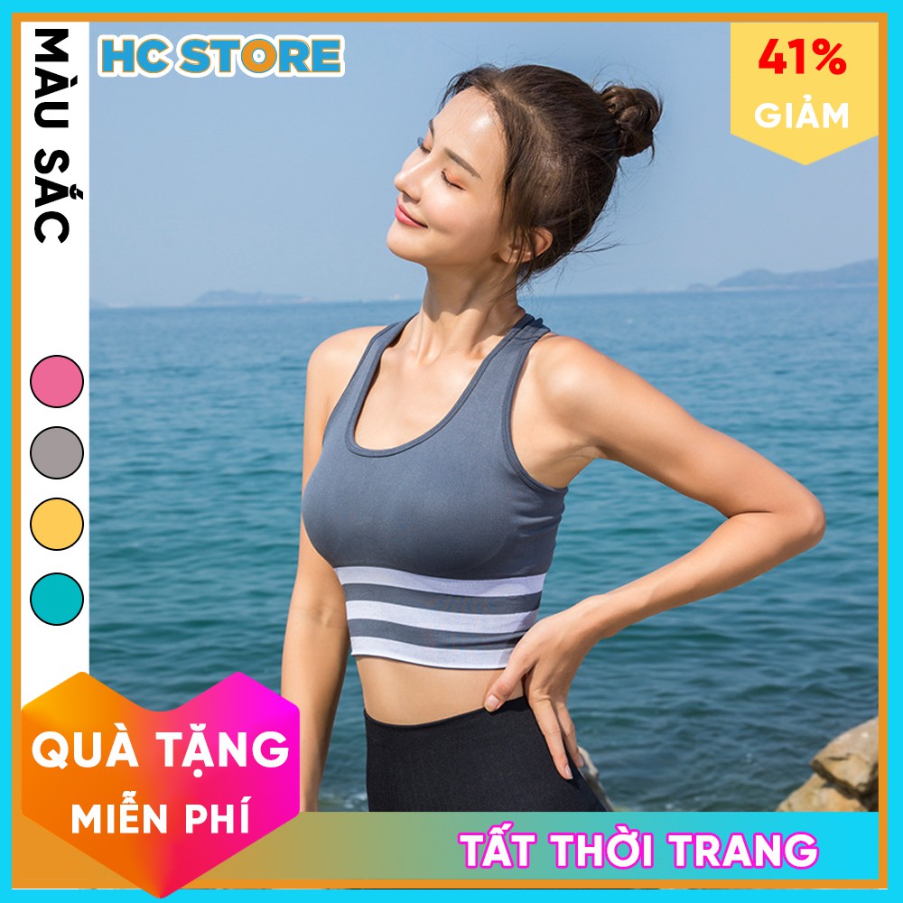 Áo Croptop Bra AL01 Viền 3 Sọc Có Lót Ngực Thể Thao Nữ Tập Gym, Yoga, Ôm Sát, Tôn Dáng - HcSport68