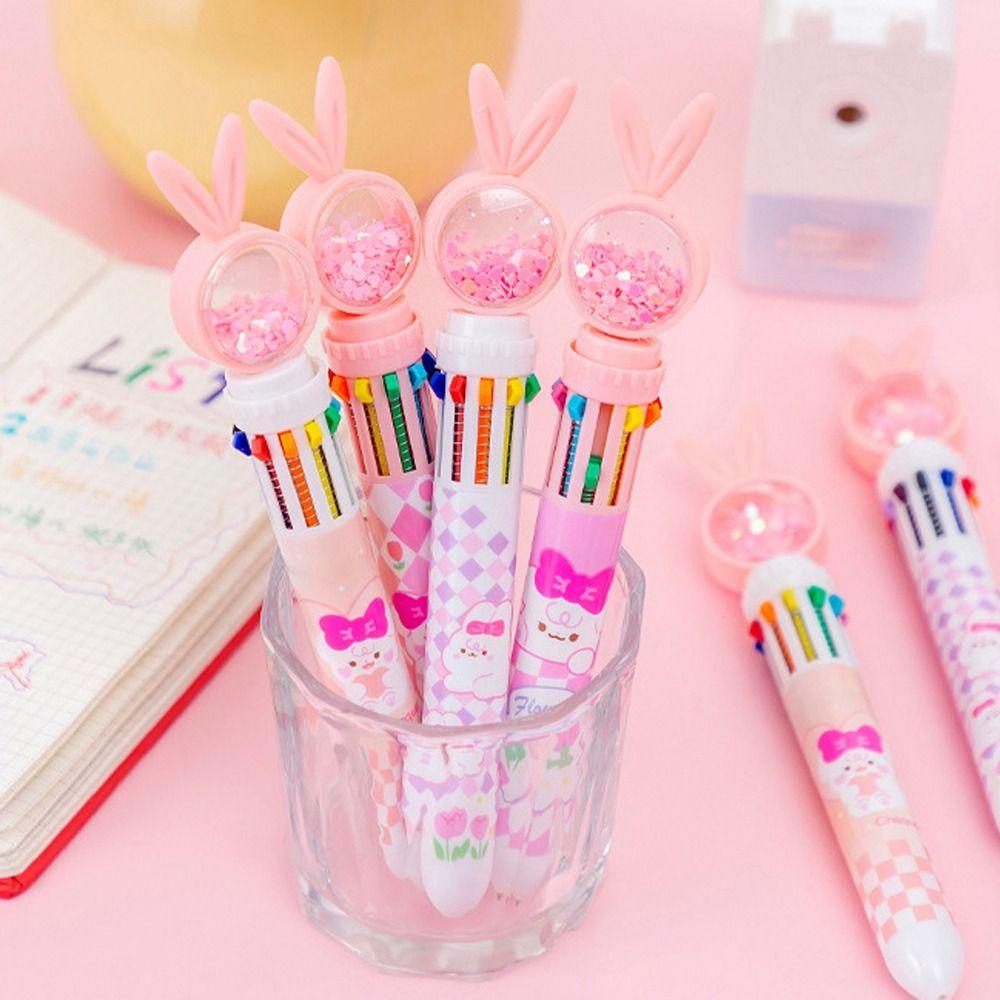 PEWANY Bút Bi 10 Màu Sắc Hình Thỏ Hồng Đáng Yêu
