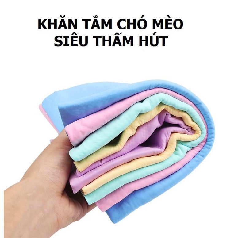 Khăn tắm siêu thấm hút chó mèo CLEAN CHAN, thấm hút nhanh, vắt là khô không cần phơi tiết kiệm thời gian sấy