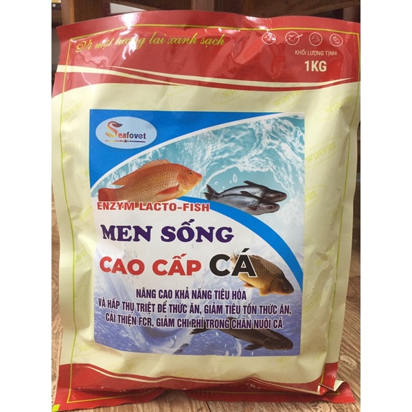 Men tiêu hoá cá cao cấp 1kg bổ sung lợi khuẩn tăng cường hấp thu thức ăn, giảm bệnh đường tiêu hoá, hỗ trợ vỗ béo cá