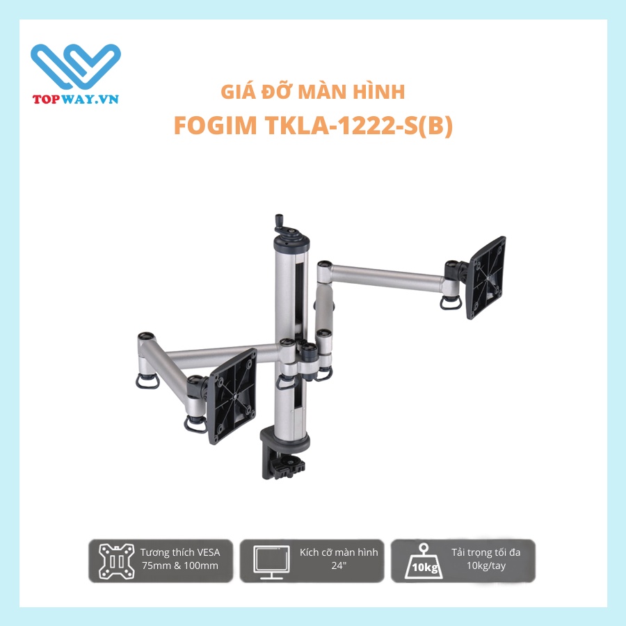 GIÁ TREO 2 MÀN HÌNH MÁY TÍNH 24 INCH FOGIM ĐẶC BIỆT TKLA-1222-S(B)