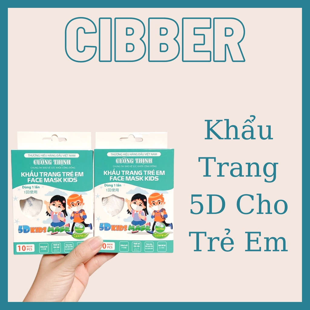 Khẩu Trang Cho Bé 5D Mask Kids  (1 Hộp 10 Chiếc), Kháng Khuẩn, Chống Bụi Mịn