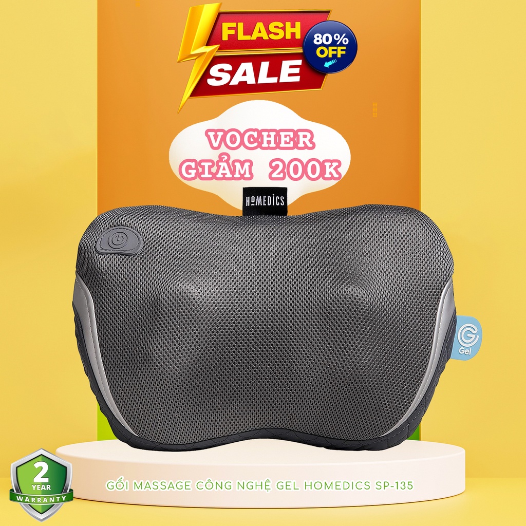 Gối massage Shiatsu 3D Gel touch sử dụng pin sạc kèm bi HoMedics SP-135 HT Beauty