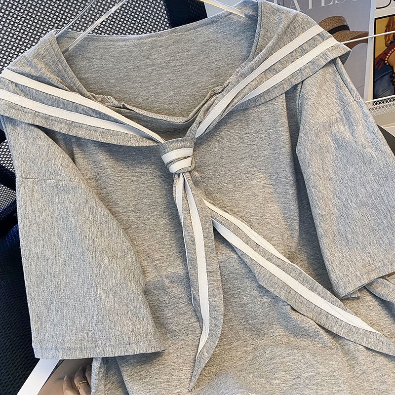 Áo Thun Tay Ngắn Cổ Tròn Màu Sắc Tương Phản Phong Cách Hàn Quốc Thời Trang Mùa Hè Cho Nữ