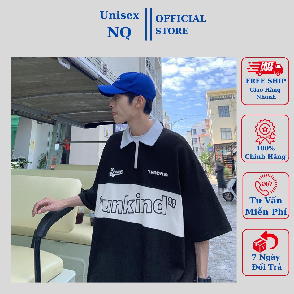 Áo polo form rộng có cổ tay lỡ Áo thun oversize Nam nữ unisex Ukln chất liệu cotton chất ngon giá xưởng