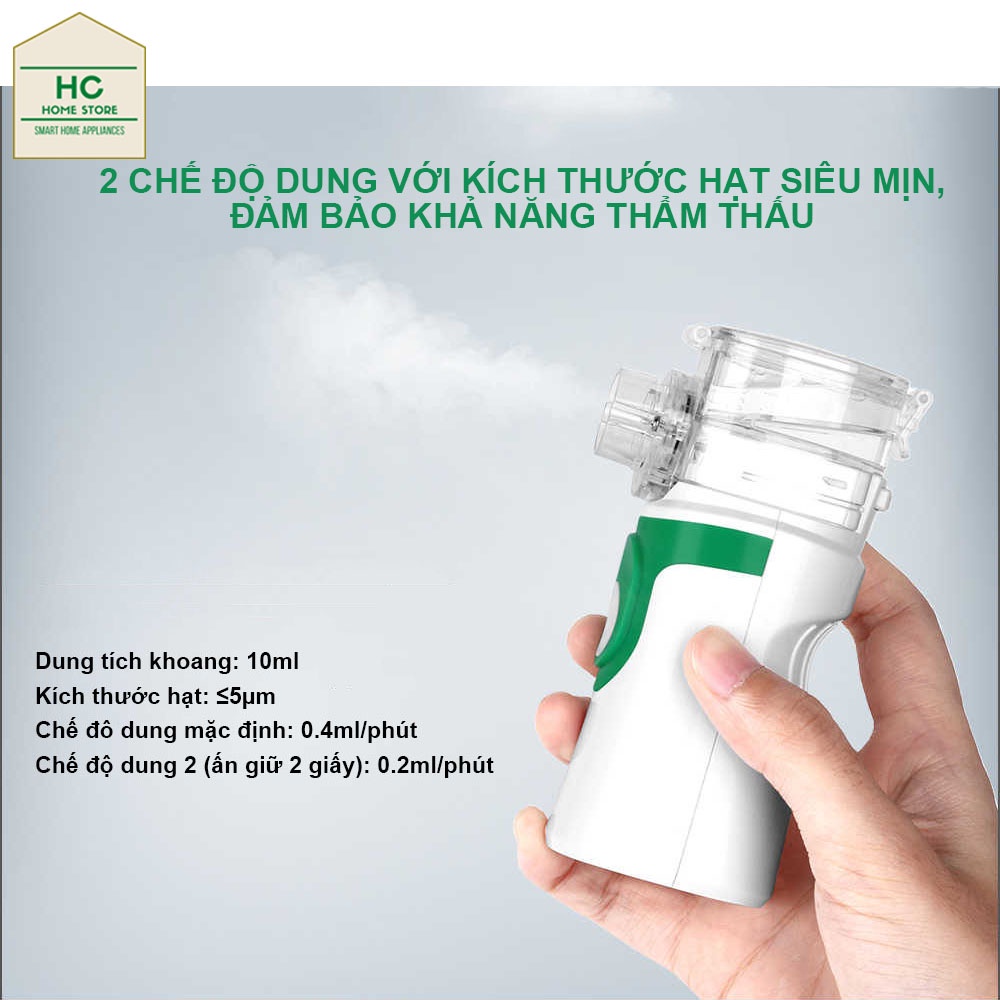 Máy khí dung cầm tay mini chạy pin, máy xông mũi họng GICO - Điều trị viêm xoang, phế quản, hen