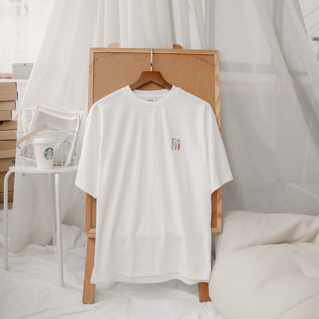 Áo Thun Tay Ngắn Polham Thêu Hình Hình Đáng Yêu Phong Cách Hàn Quốc