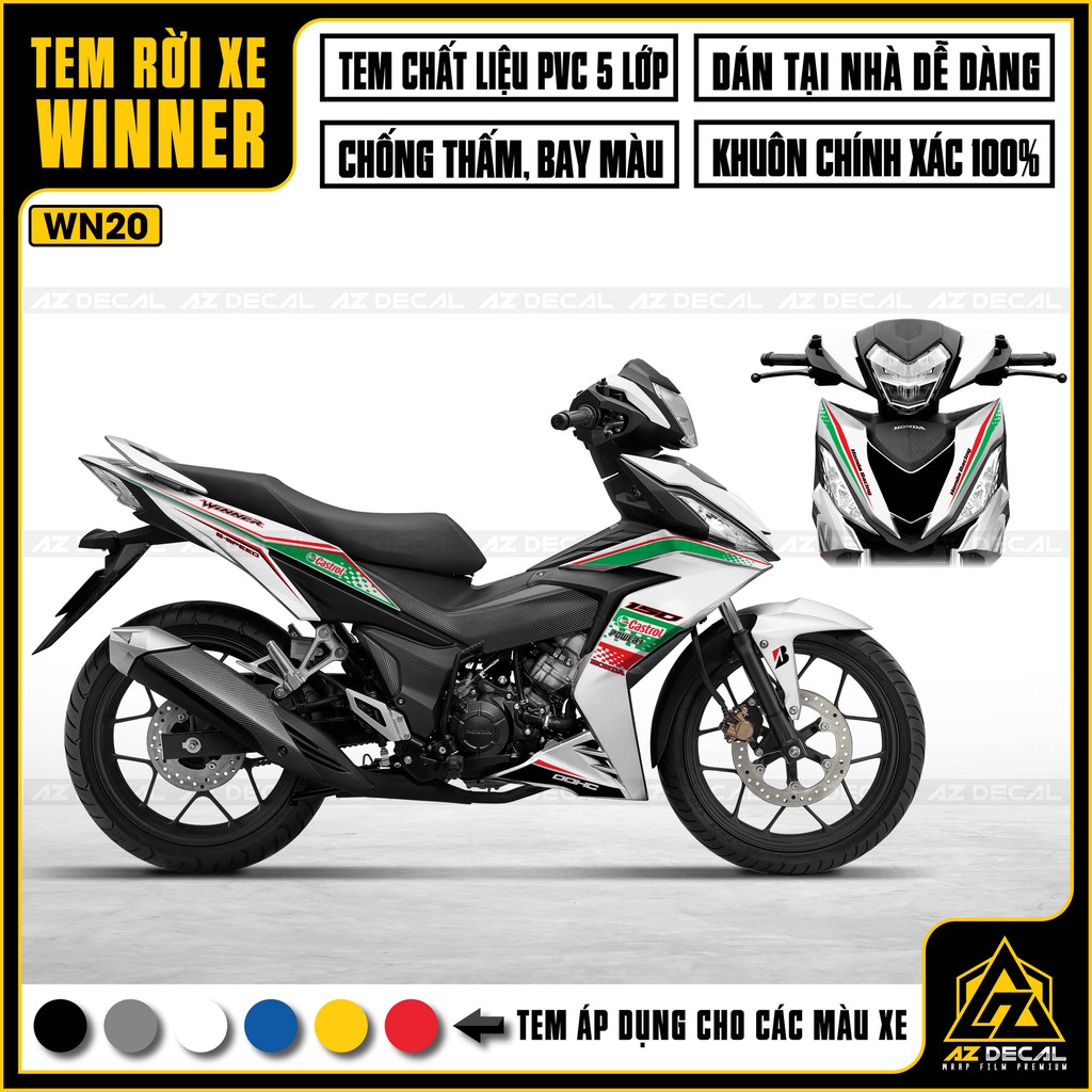 Tem Xe Winner V1/150 Mẫu Castrol | WN20 | Tem Rời Chất Liệu Decal PVC Chống Nước - Áp Dụng Nhiều Màu Xe