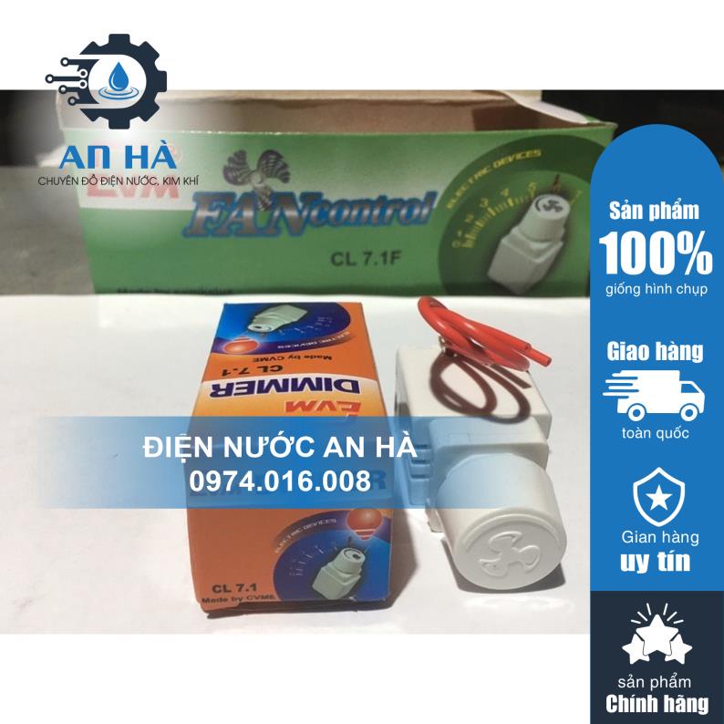 Dimer đèn, quạt lắp âm 1000W. Công tắc điều chỉnh quạt và đèn