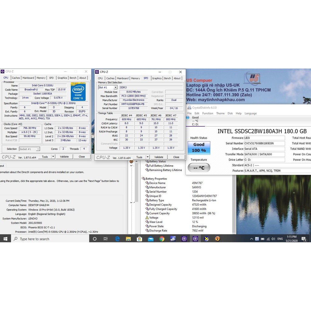 Laptop giá rẻ Thinkpad X250 Core i5-5300U, RAM 8G, SSD 180G, 12.5" HD | BigBuy360 - bigbuy360.vn