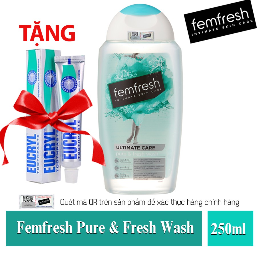 [Tặng Kem Trắng Răng Eucryl] Dung dịch vệ sinh phụ nữ Femfresh Anh Quốc Soothing Wash 250ml (Hàng chính hãng)