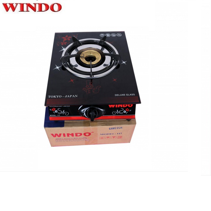 Bếp ga đơn Windo 117 - Mặt kính cường lực, đánh lửa magneto, dễ lau chùi