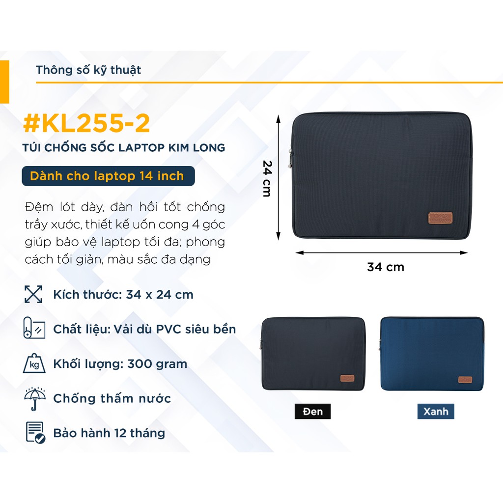 Túi Chống Sốc Laptop Kim Long KL255-2