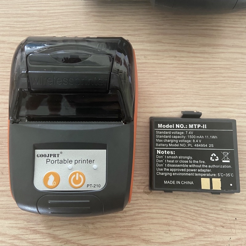 HHS Phụ kiện Pin sạc, trục kéo giấy cho máy in nhiệt bluetooth PT210 Mtp-3
