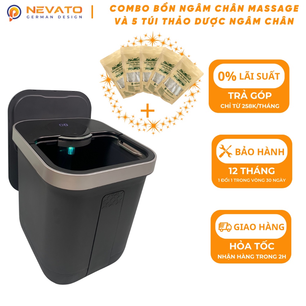 Combo Bồn Ngâm Chân Massage Nevato NVF605 Và 5 Túi Thảo Dược Ngâm Chân 12 Vị