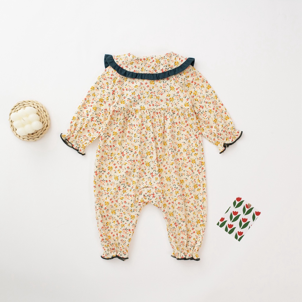 Bộ Áo Liền Quần Sanlutoz Tay Dài Họa Tiết Hoa Phong Cách Công Chúa Cho Bé Gái