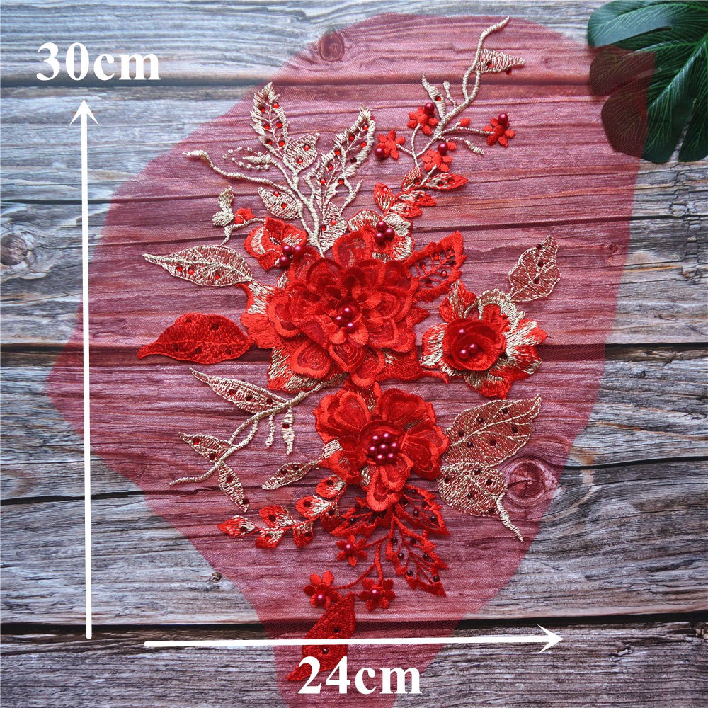 Miếng Vải Tuyn Thêu Ren Đính Hạt Dùng May Váy Cưới diy