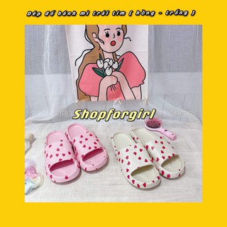 Dép quai ngang ulzzang đế bánh mì trái tim (Kem-Hồng)-shopforgirl