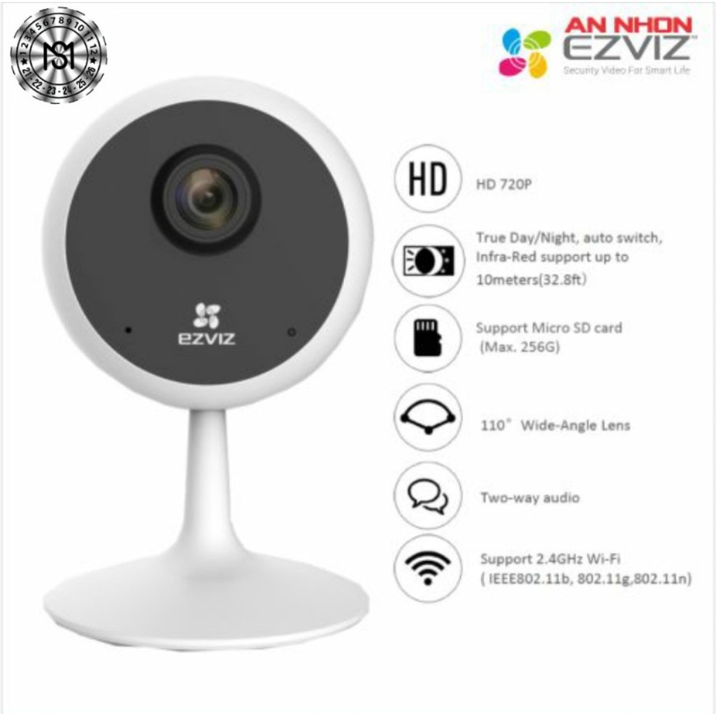 Camera Wifi EZVIZ C1C 720P, Camera Nhỏ gọn, Đàm thoại 2 chiều, Hàng Chính Hãng | BigBuy360 - bigbuy360.vn