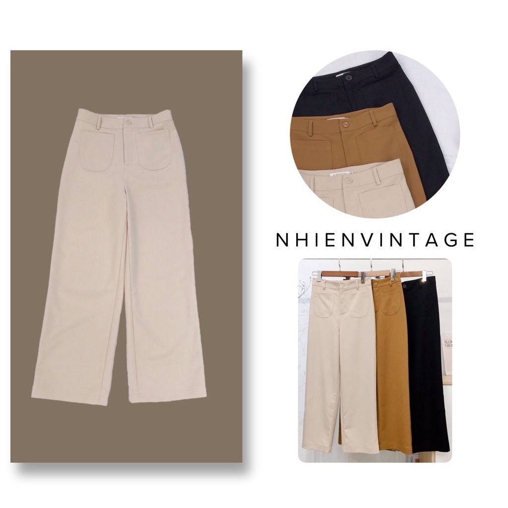 Quần kaki nữ ống suông Nhienvintage_AQ284