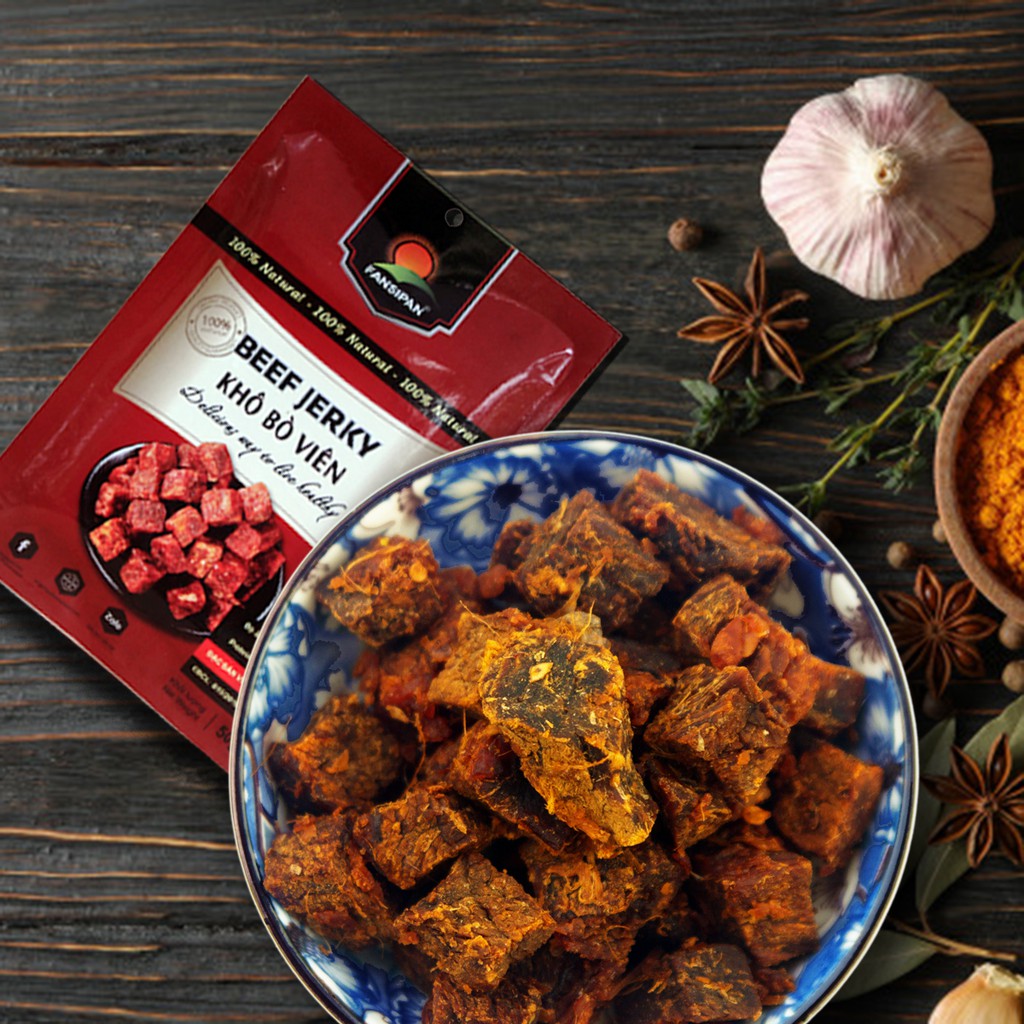 Khô bò viên mềm Fansipan 50g chuẩn bò thơm ngon đảm bảo An toàn Vệ sinh thực phẩm | BigBuy360 - bigbuy360.vn