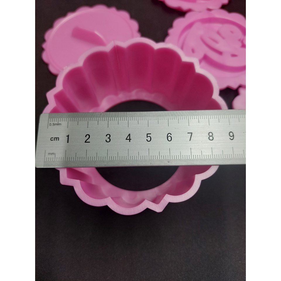 Bộ 4 khuôn Xôi 9 cm – Phúc – Lộc – Thọ – Hỷ – Tròn viền 9 cm- Tiếng Việt