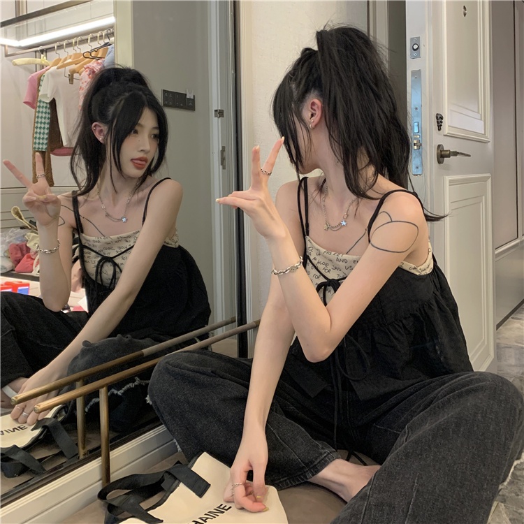 HUANG YOYO  Set Áo Hai Dây Và Áo Khoác cardigan Thời Trang Hàn Quốc Cho Nữ