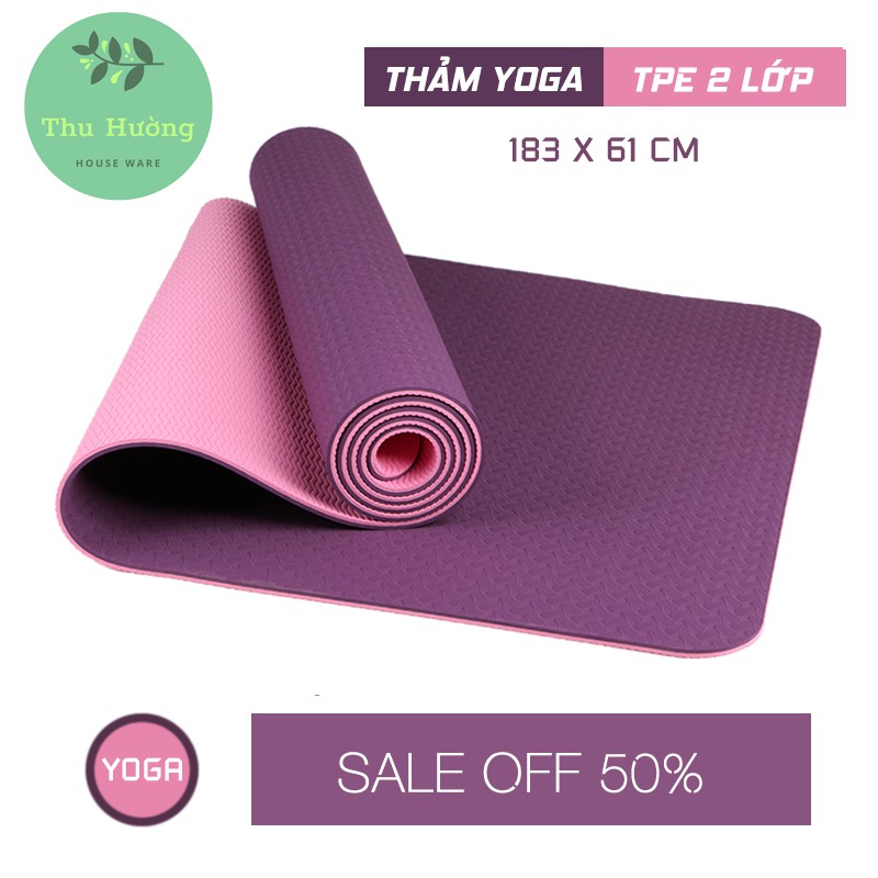 [TRỢ SHIP] Thảm tập yoga 2 lớp TPE siêu dày kèm túi đựng