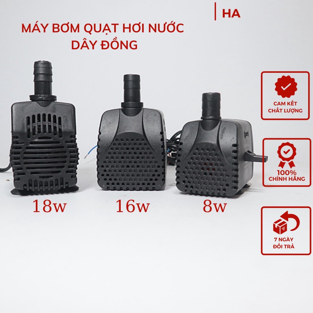 Máy bơm quạt hơi nước 8w, 16w, 18w dây đồng XH-12 có núm vặn cơ chỉnh lưu lượng cho quạt điều hòa và bể cá