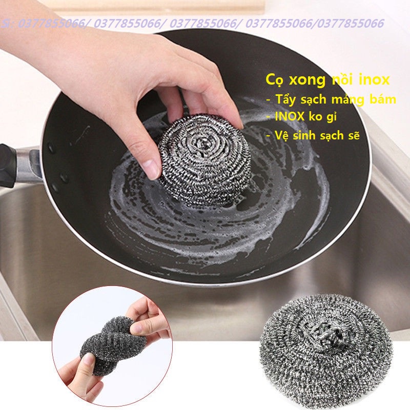 Cọ Xong Nồi bằng Inox LOẠI TO, cọ bùi nhùi đánh bay mảng bám trên xong nồi, dụng cụ về sinh vết bẩn nhà bếp tiện dụng