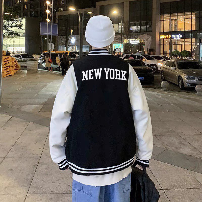 Áo khoác bomber nam nữ unisex  in chữ NEWYORKi cao cấp form rộng ulzzang street style Hàn Quốc giá rẻ đẹp YiiL AB03